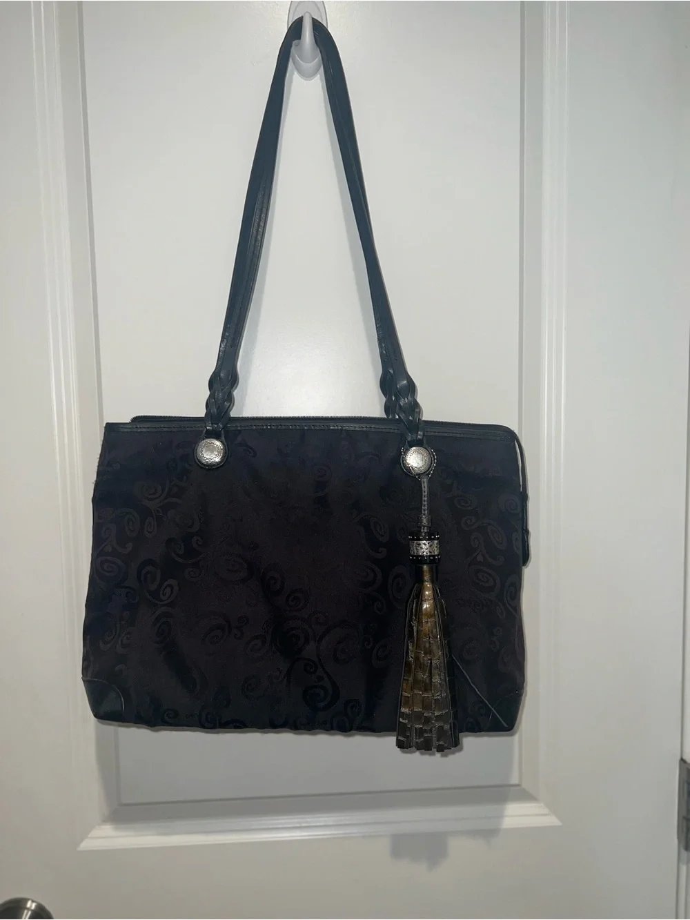 Brighton Mevelyn Jacquard Black Tote Shoulder Handbag